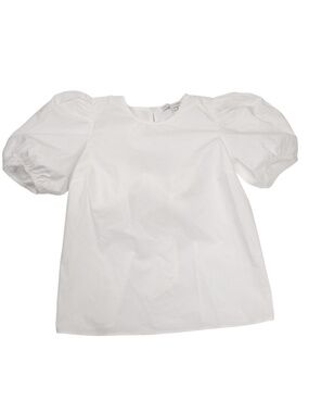 English Factory White Puff Sleeve Open Back Bow Blouse Size Small